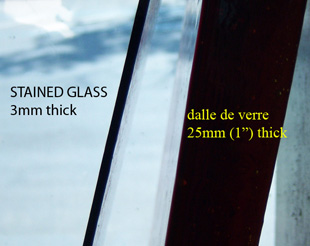 Thickness of stained glass versus dalle de verre